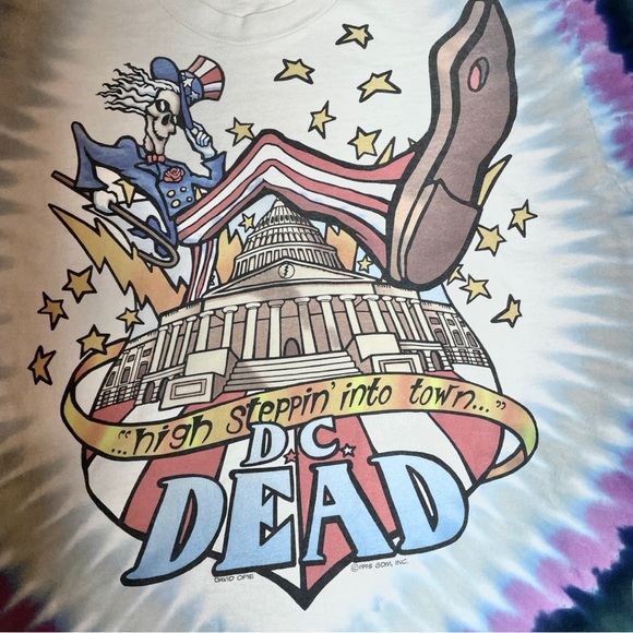 Rare Vintage 1995 Grateful Dead High Steppin Into Town Tie Dye Band Tee - Picture 3 of 6